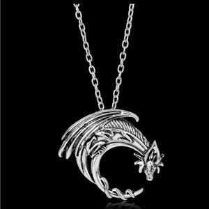 Men's Celtic Silver Dragon Serpent Viking Amulet Pendant Necklace 20" CLOSEOUT